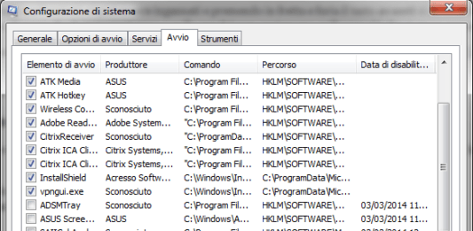 Velocizzare Windows 7 - msconfig