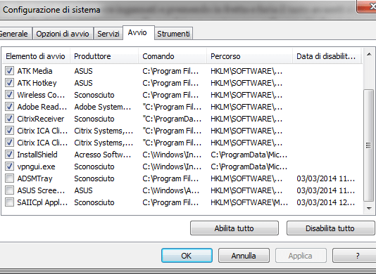 Velocizzare Windows 7 - msconfig